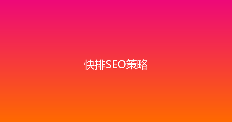 快排SEO策略 封面图