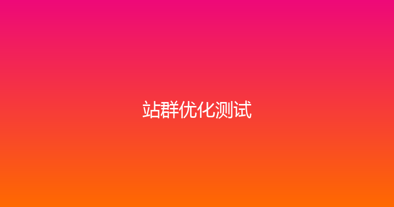 站群优化测试 封面图
