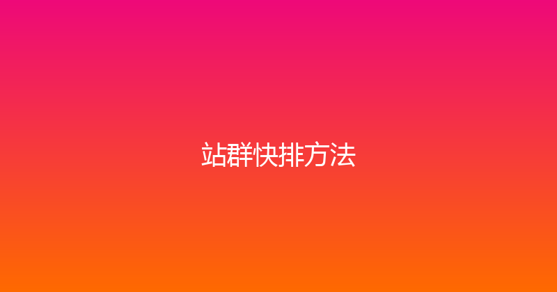 站群快排方法 封面图
