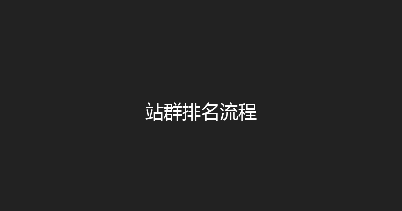 站群排名流程 封面图