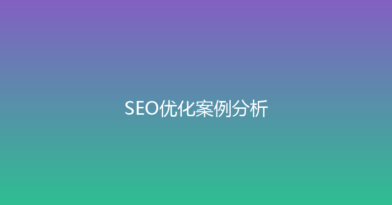 SEO优化案例分析 封面图