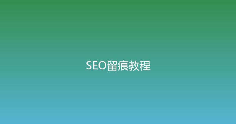 SEO留痕教程 封面图