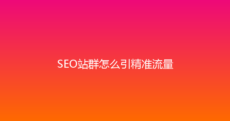 SEO站群怎么引精准流量 封面图
